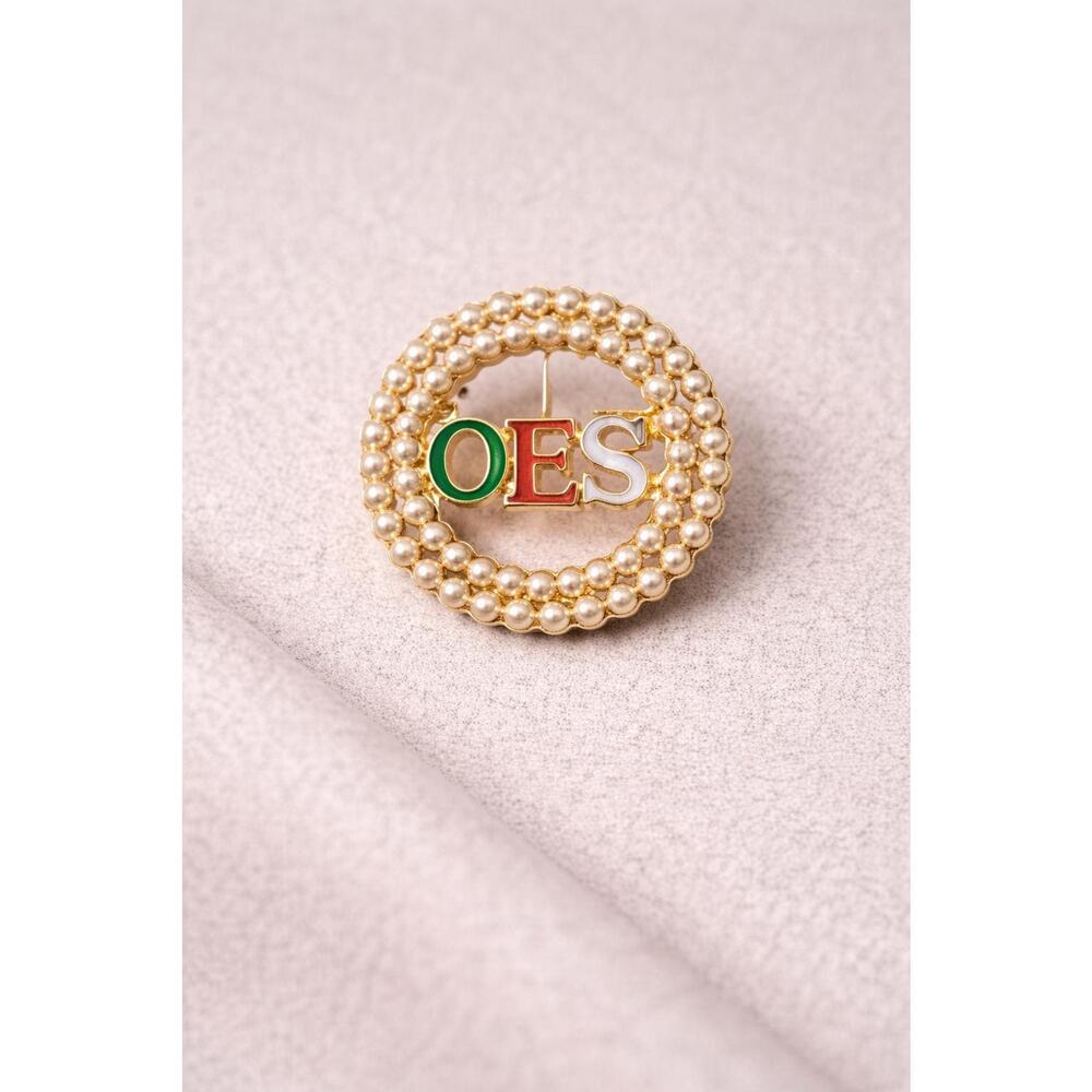 Order of the Eastern Star OES Pearl Brooch Pin